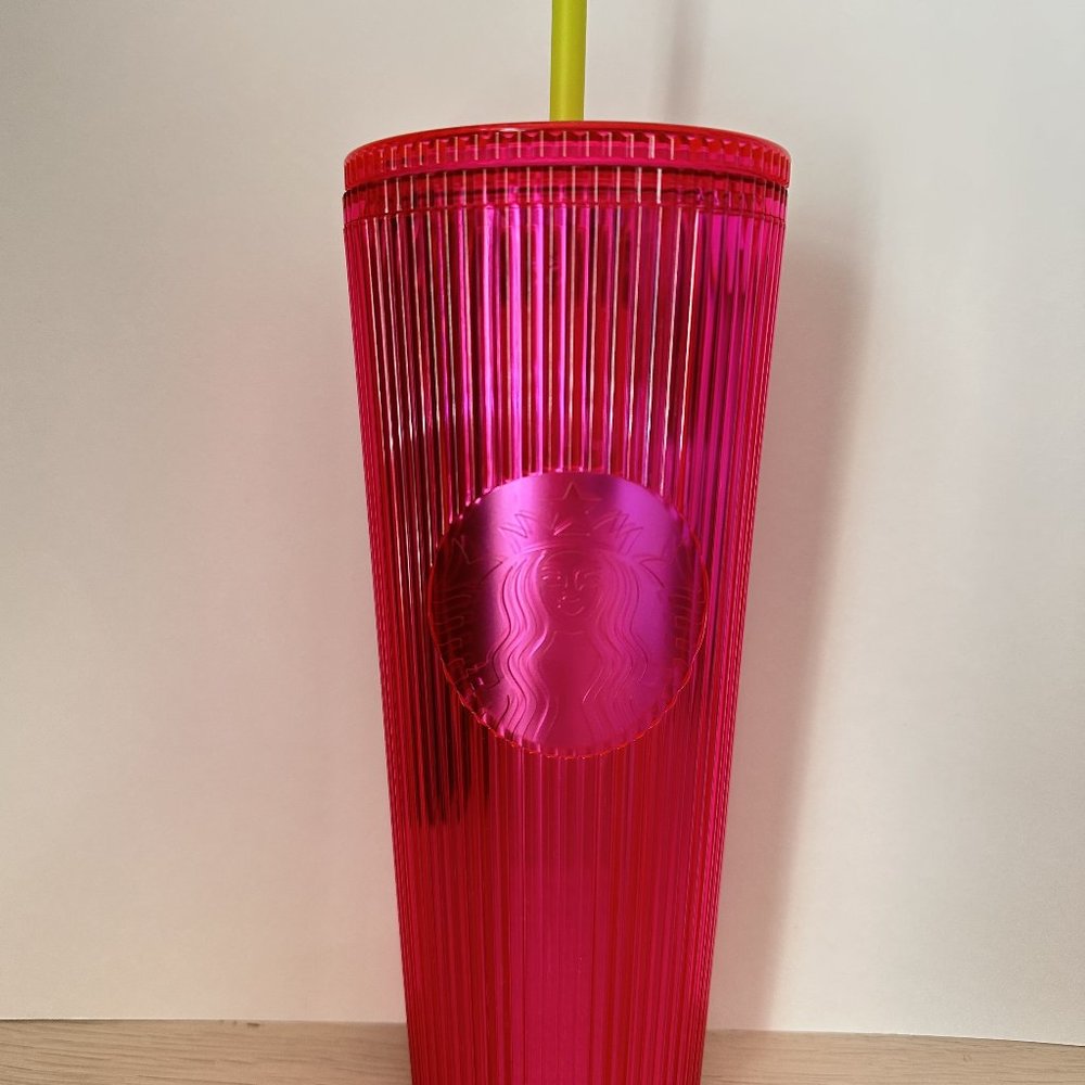 Starbucks Summer 2023 Magenta 24oz Cold Cup Pink Tumble.